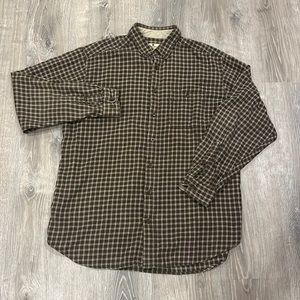Mens Woolrich Button Up Flannel Brown Shades Sz XL